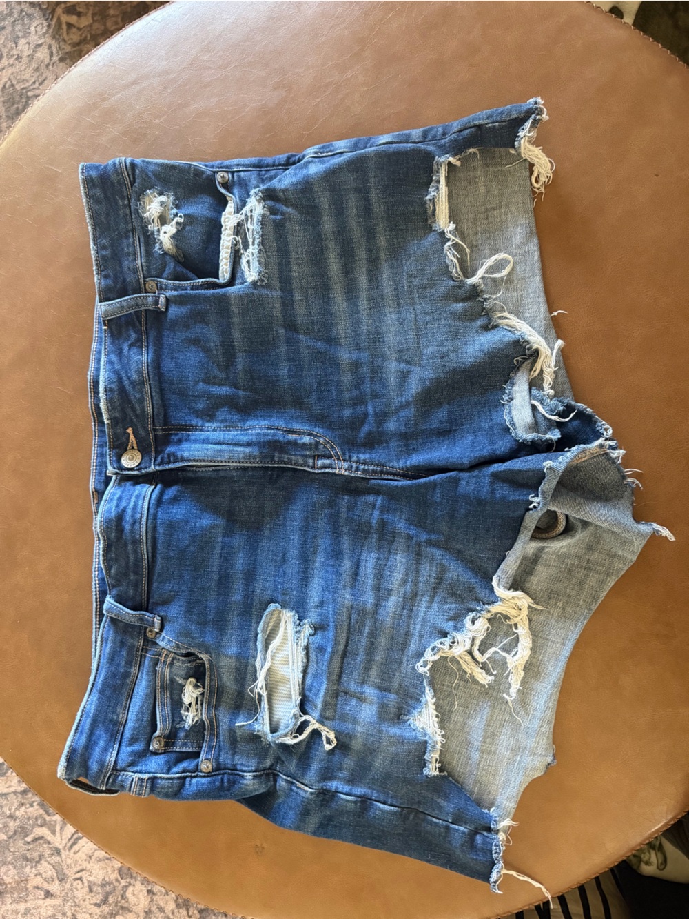 American Eagle Outfitters Ripped Dark Blue Denim Cutoff Shorts